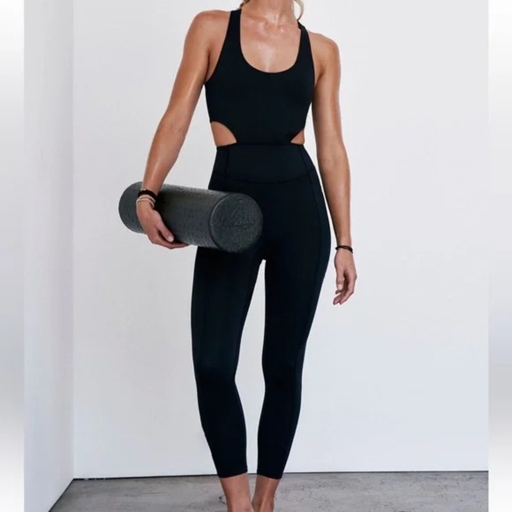 Black High-Waist Cutout Active Jumpsuit